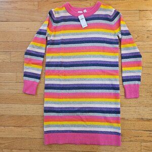 NWT Gap Kids - Multicolor Knit Long Sleeve Sweater Dress, L (10), 100% Cotton